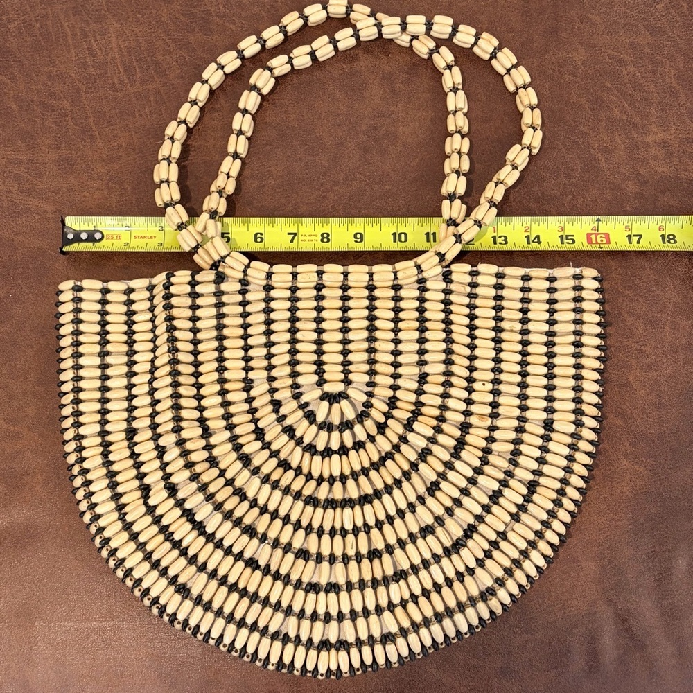 Rachel Ashwell Beaded Semi-Circle Tote Bag - Natural/Black - Picture 6 of 11